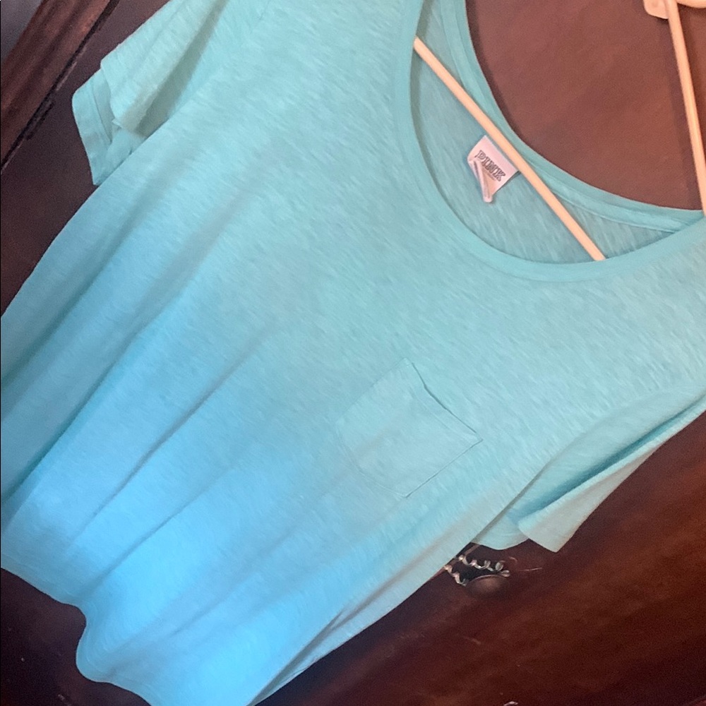 PINK Victoria's Secret Blue Relaxed Short Sleeve Tee
